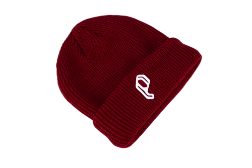 P BURGUNDY EMBROIDERED BEANIE