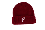P BURGUNDY EMBROIDERED BEANIE