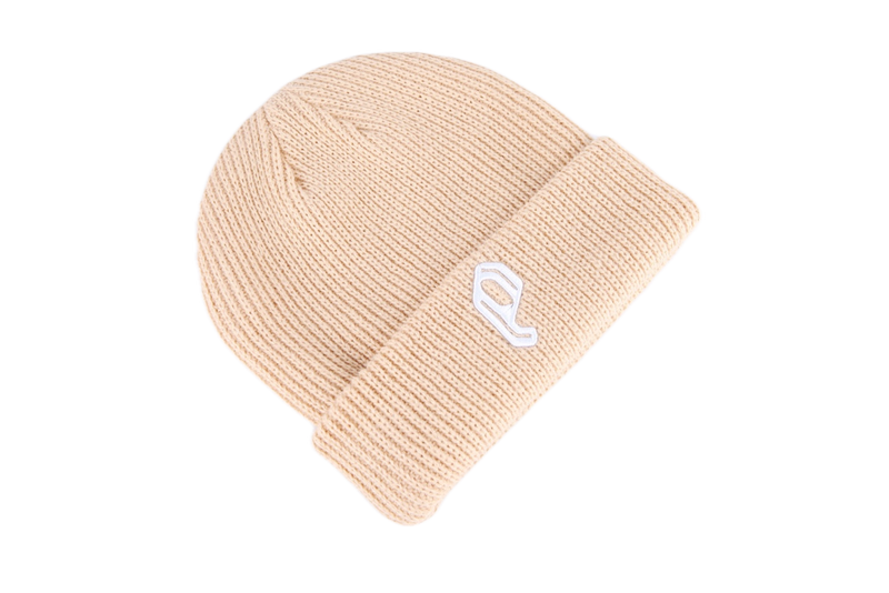 P BEIGE EMBROIDERED BEANIE