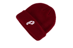 P BURGUNDY EMBROIDERED BEANIE
