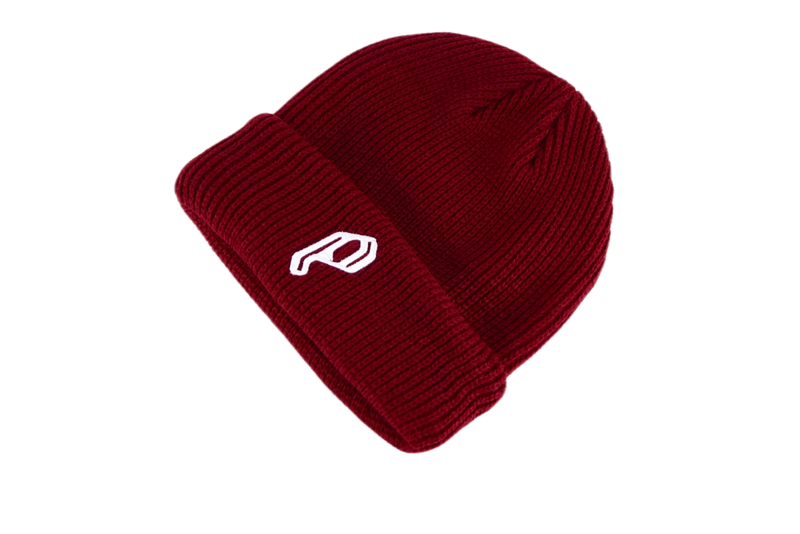 P BURGUNDY EMBROIDERED BEANIE