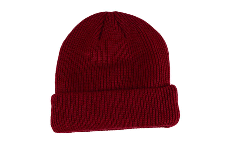 P BURGUNDY EMBROIDERED BEANIE